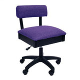 Arrow Hydraulic Sewing Chair in Black with Royal Purple Fabric