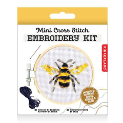 Kikkerland Mini Cross Stitch Kit – Bee, Beginner Friendly