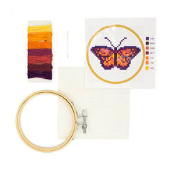 Kikkerland Mini Cross Stitch Kit – Butterfly, Beginner Friendly