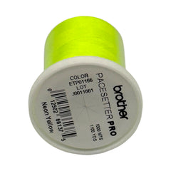 Brother Neon Yellow 100% Polyester Color Fast, High Shine Embroidery Thread ETP01166