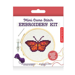 Kikkerland Mini Cross Stitch Kit – Butterfly, Beginner Friendly