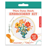 Kikkerland Mini Cross Stitch Kit – Flowers, Beginner Friendly