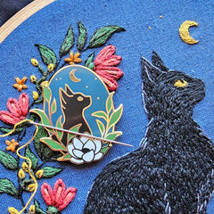 Jessica Long Black Cat Enamel Needle Minder