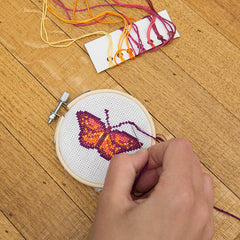 Kikkerland Mini Cross Stitch Kit – Butterfly, Beginner Friendly