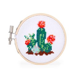 Kikkerland Mini Cross Stitch Kit – Cactus, Beginner Friendly