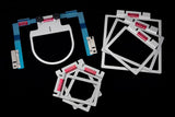 Brother 7pc EZ Frames Combo Pack for Muti-Needle Machines - Includes (1) 2” x 4”, (1) 2.5” x 4”, (1) 3” x 4”, (1) 5” x 4”, (1) 7” x 5”, and (1) 8” x 8” Hoops, and Cap Back/Radius Frame SAEZ7MN - Store Only