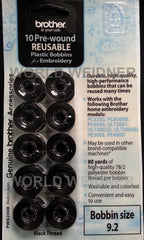 Brother / Baby Lock Prewound Black Embroidery Bobbin Thread - 10 Pack