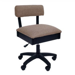 Arrow Hydraulic Sewing Chair in Black with Princess Hazel Fabric