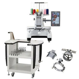 Brother PR680WBNDL Entrepreneur W PR680W 6‑Needle Embroidery Machine with PRNSTD2 Stand and PRCF5 Cap Frame Set and Durkee EZ Frames