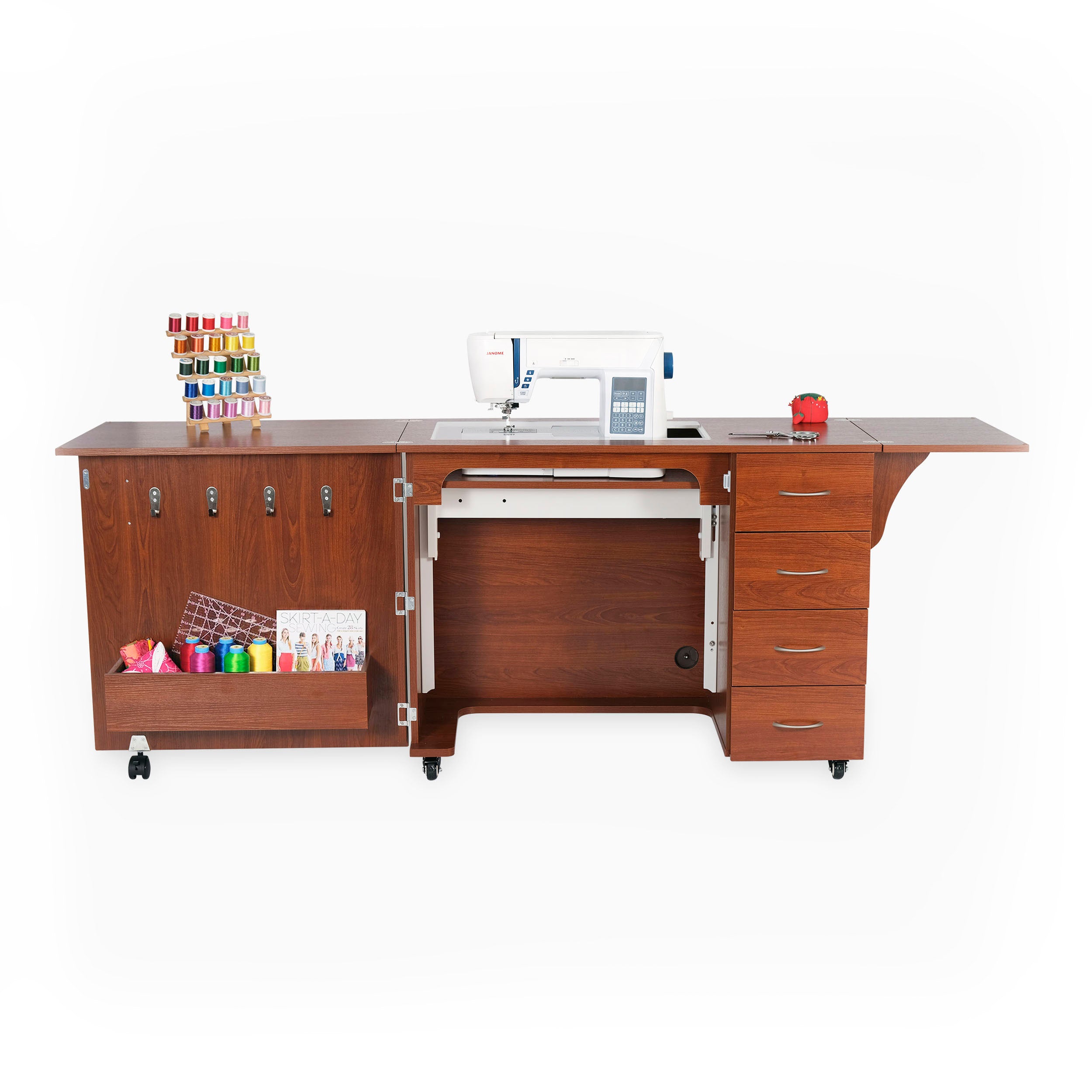 Harriet Sewing Cabinet with Quilt Leaf Extension Option