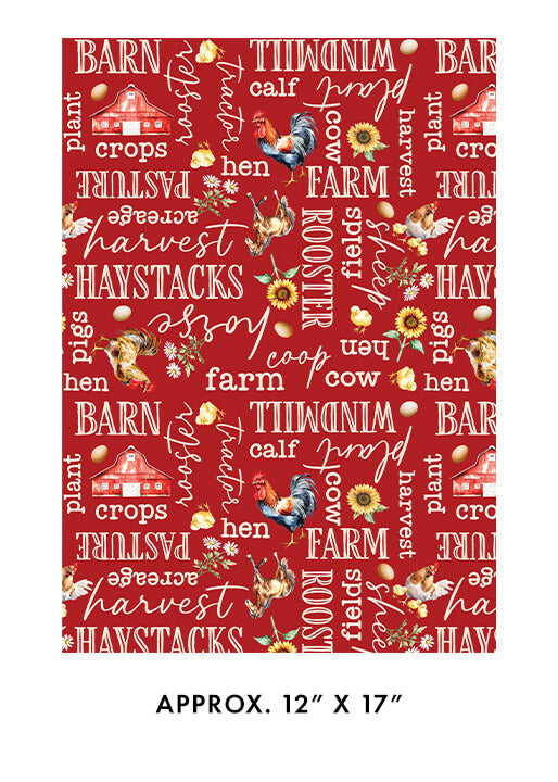 Benartex Green Acres 15336-10 Farm Words Red