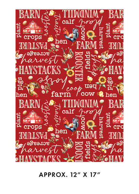 Benartex Green Acres 15336-10 Farm Words Red