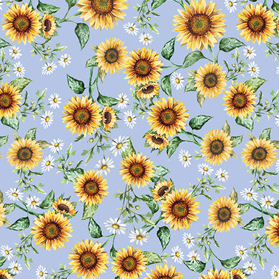 Benartex Green Acres 15342-05 Sunflowers & Daisies Light Blue