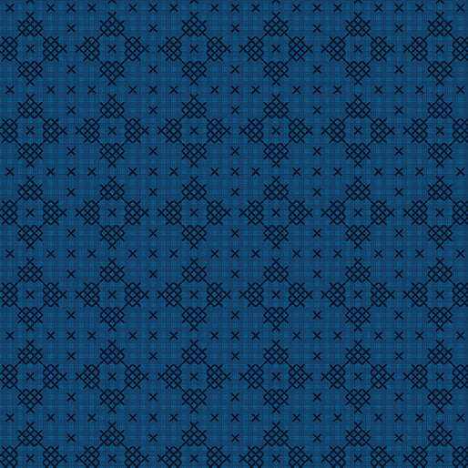 Benartex Garden Dalliance 17304-56 Quadrille Indigo quilting cotton fabric