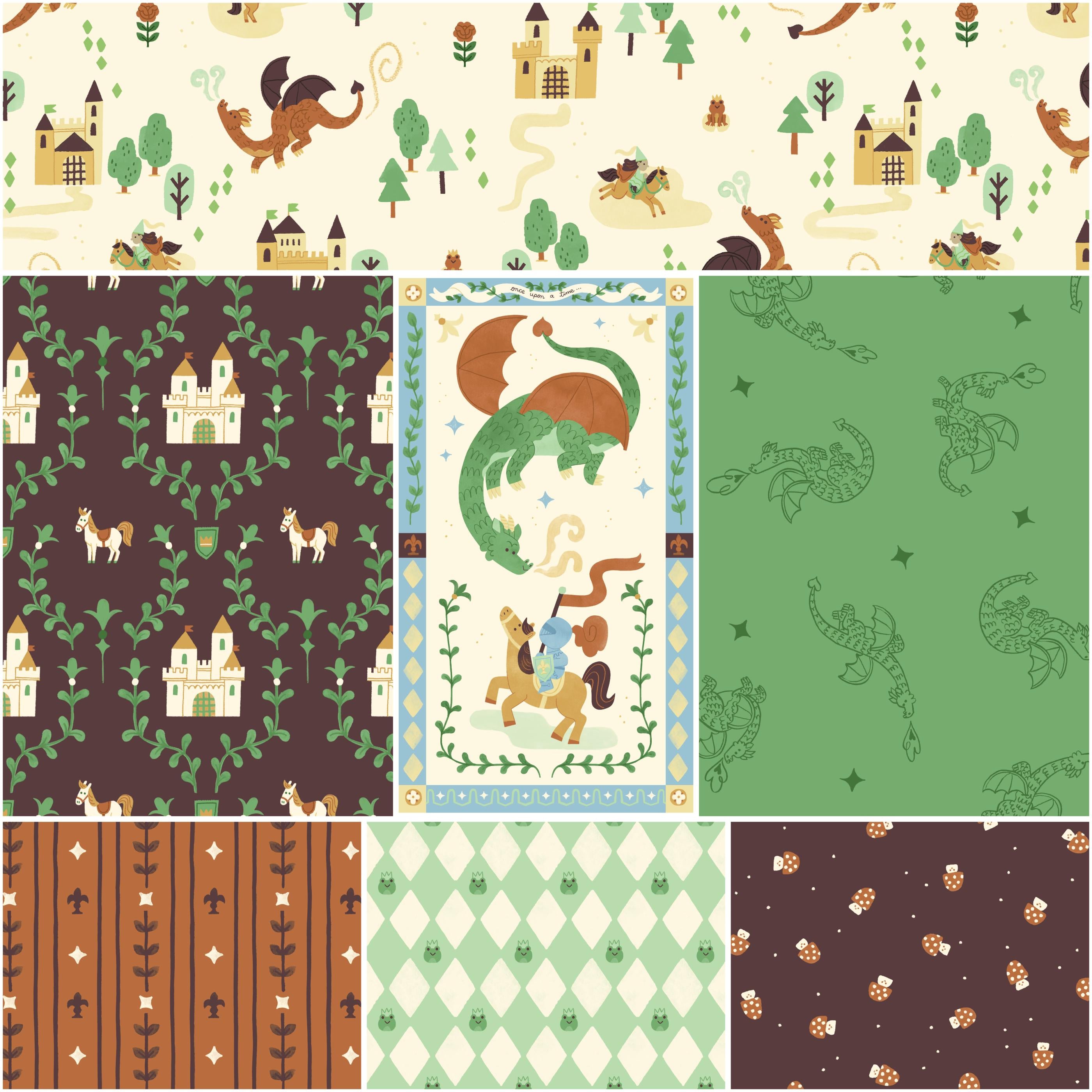 Riley Blake Faraway Kingdom 1 Yard Bundle Sand, 7 Pcs.