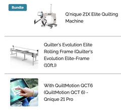 Q'nique 21X Elite Quilting Machine BUNDLE Evolution Frame and QCT6 Automation