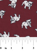 Maroon and White Bulldog - Shown with a ruler for scale