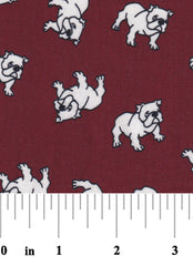 Maroon and White Bulldog - Shown with a ruler for scale
