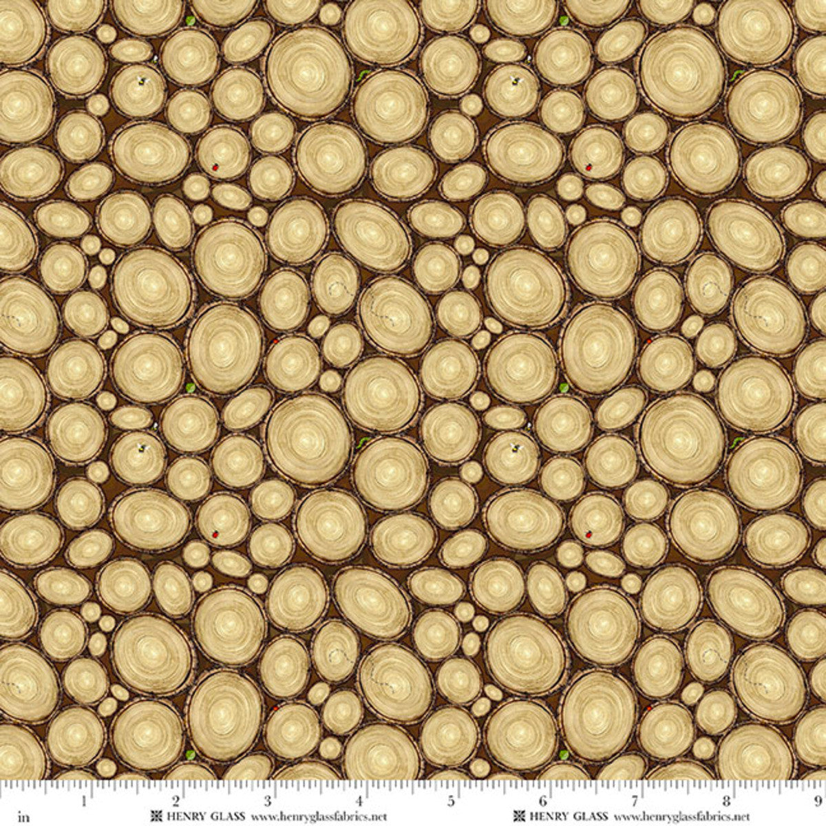 Henry Glass Happy Campers Tree Rings Brown 2732-33 fabric