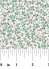 Pink and Green Floral Fabric  #2743