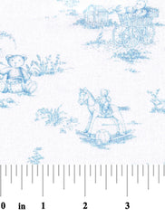 Teddy Bear Toile: Blue on White – Print #2782
