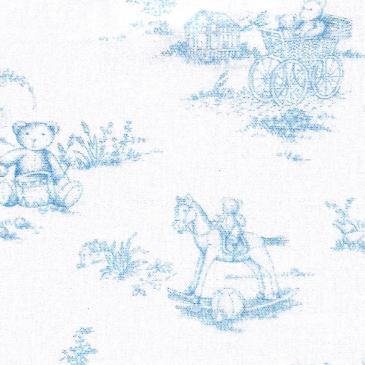 Teddy Bear Toile: Blue on White – Print #2782