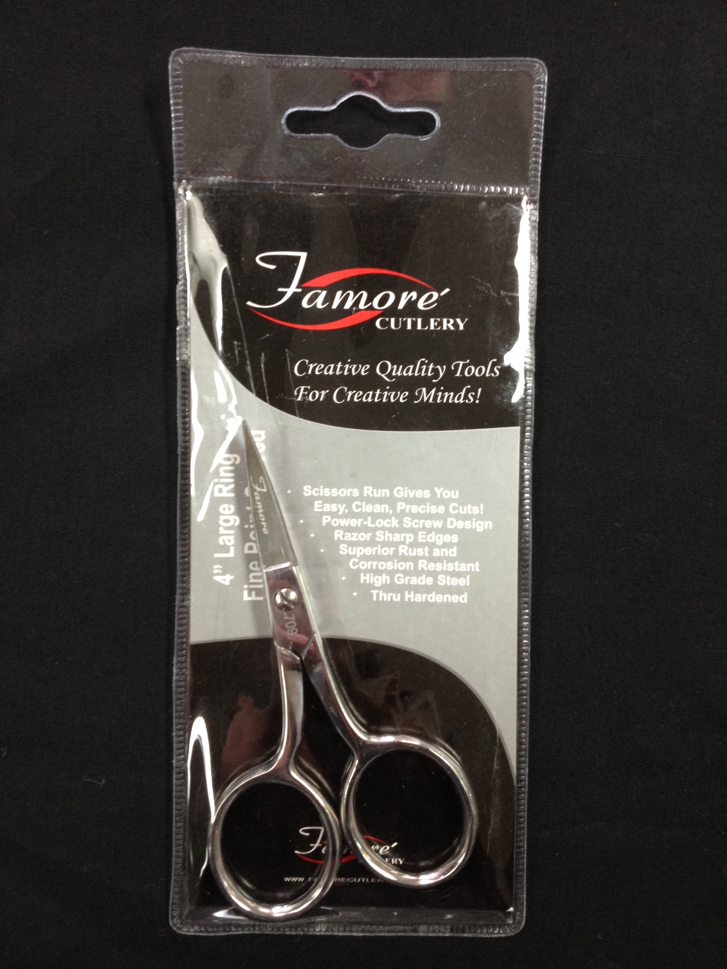 Famore Cutlery 4" Large Ring Fine Point Scissors
