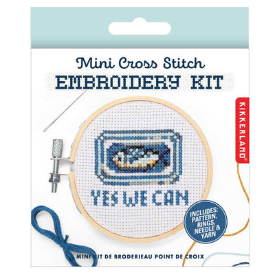 Kikkerland Sardine Can Mini Cross Stitch Embroidery Kit