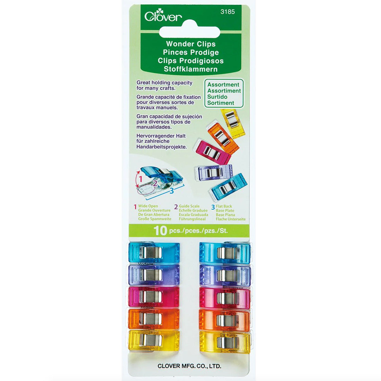 Clover Wonder Clips Assorted Colors – 10 Piece