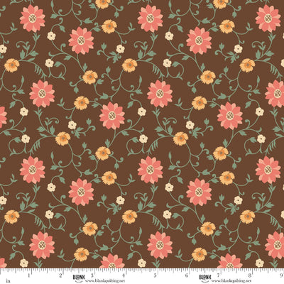 Blank Quilting Maple & Marigolds Scrolly Flower Cocoa 4856-39 fabric