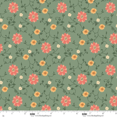 Blank Quilting Maple & Marigolds Scrolly Flower Lt. Green 4856-60 fabric