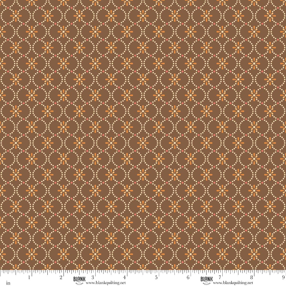 Blank Quilting Maple & Marigolds Circles with Flower Geo Cocoa 4857-39 fabric