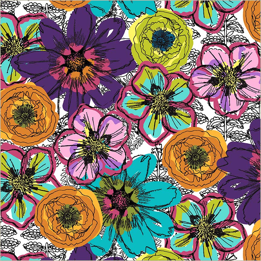 Windham Winding Road Flower Fields White 55017DW-1DES fabric
