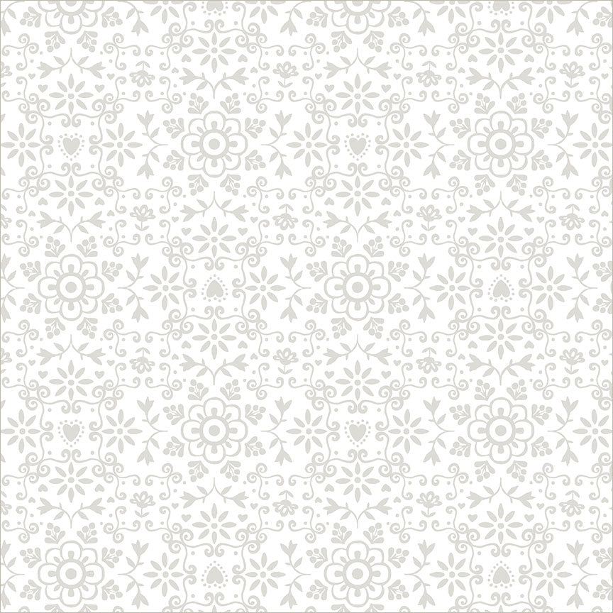 Chateau Meow Azulejo White on White quilting cotton by Whistler Studios for Windham Fabrics, 55345-5