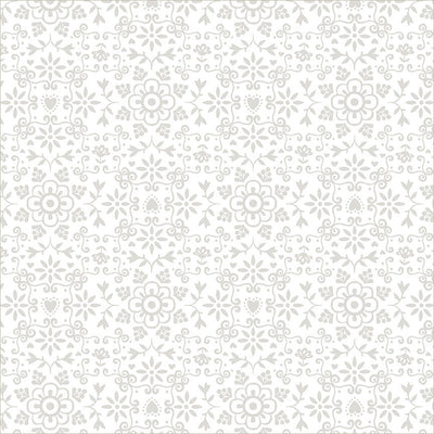 Chateau Meow Azulejo White on White quilting cotton by Whistler Studios for Windham Fabrics, 55345-5