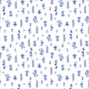 Chateau Meow Painted Florals White/Blue quilting cotton by Whistler Studios for Windham Fabrics, 55346-1