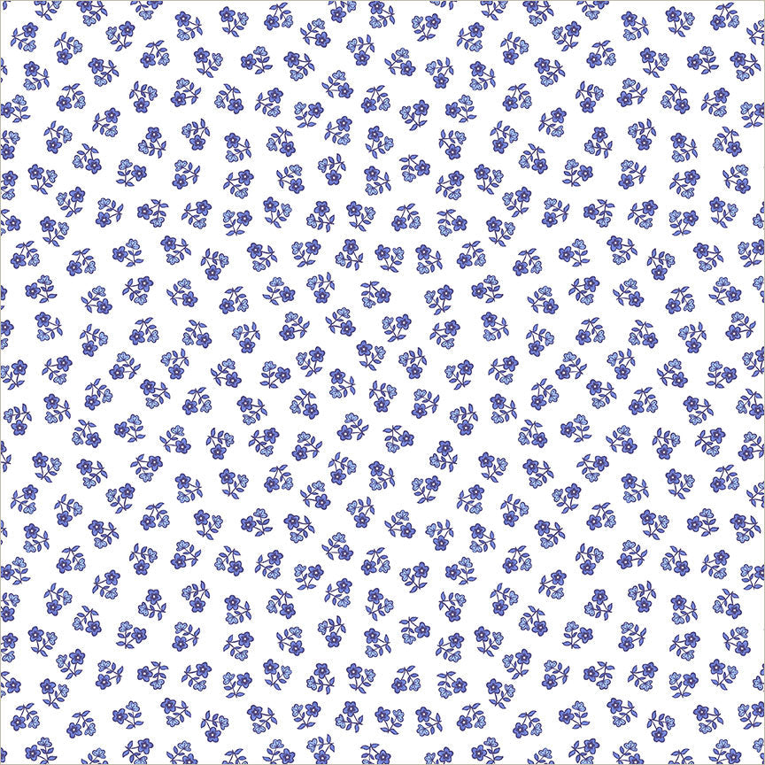 Chateau Meow Ditsy White/Blue quilting cotton by Whistler Studios for Windham Fabrics, 55349-1
