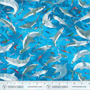 Windham Animal Kingdom Stealthy Sharks Cyan cotton fabric 55462D-7 - detail