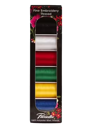 Pacesetter 100% Polyester Embroidery Thread Pack - 6 Spools