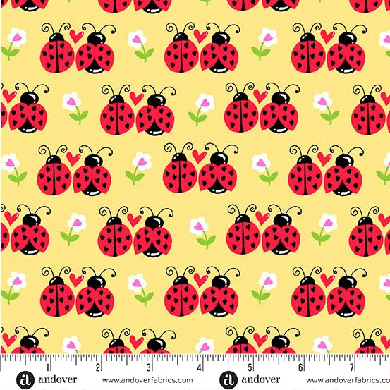 Andover Little Ladies Flutter Friends Sunshine quilting cotton fabric
