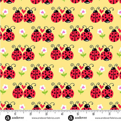 Andover Little Ladies Flutter Friends Sunshine quilting cotton fabric