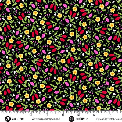 Andover Little Ladies Giggle Garden Ink quilting cotton fabric
