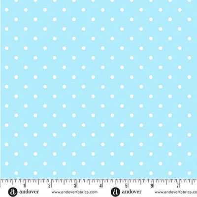Andover Little Ladies Tickle Dots Sky quilting cotton fabric