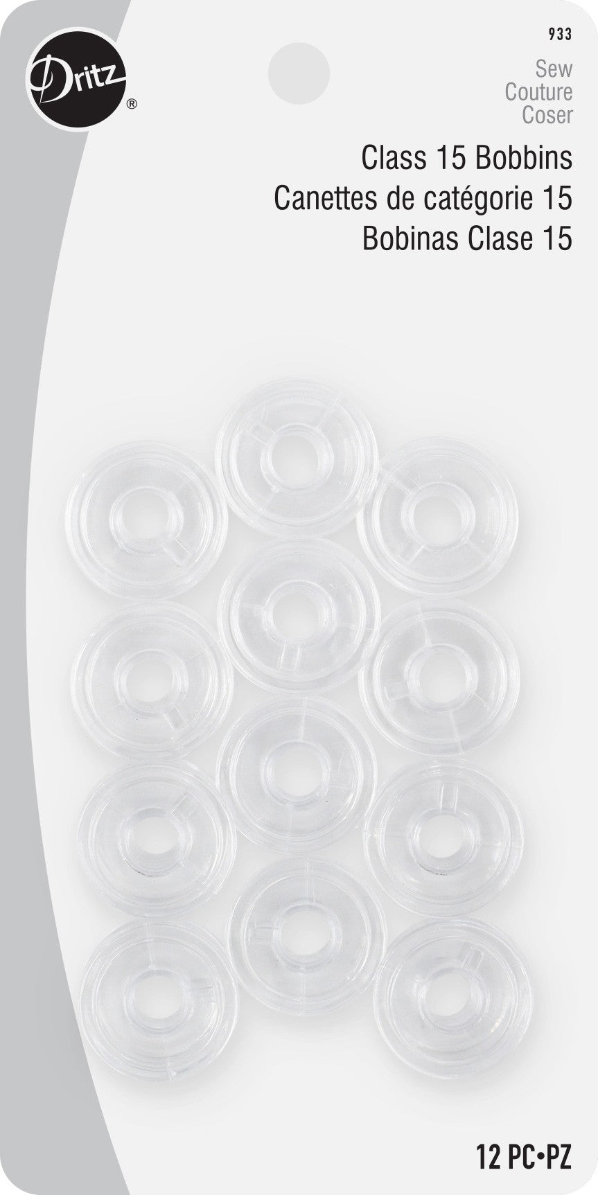 Dritz Class 15 Plastic Bobbins - Bonus Pack, 12 Count