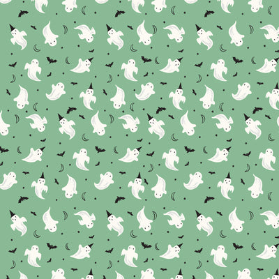 Riley Blake Frank and Friends Ghosts Green C17475-GREEN