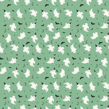 Riley Blake Frank and Friends Ghosts Green C17475-GREEN - Quilting Cotton - by the 1/4 yard