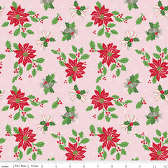 Riley Blake Claus & Co. Main Pink C17740-PINK with ruler