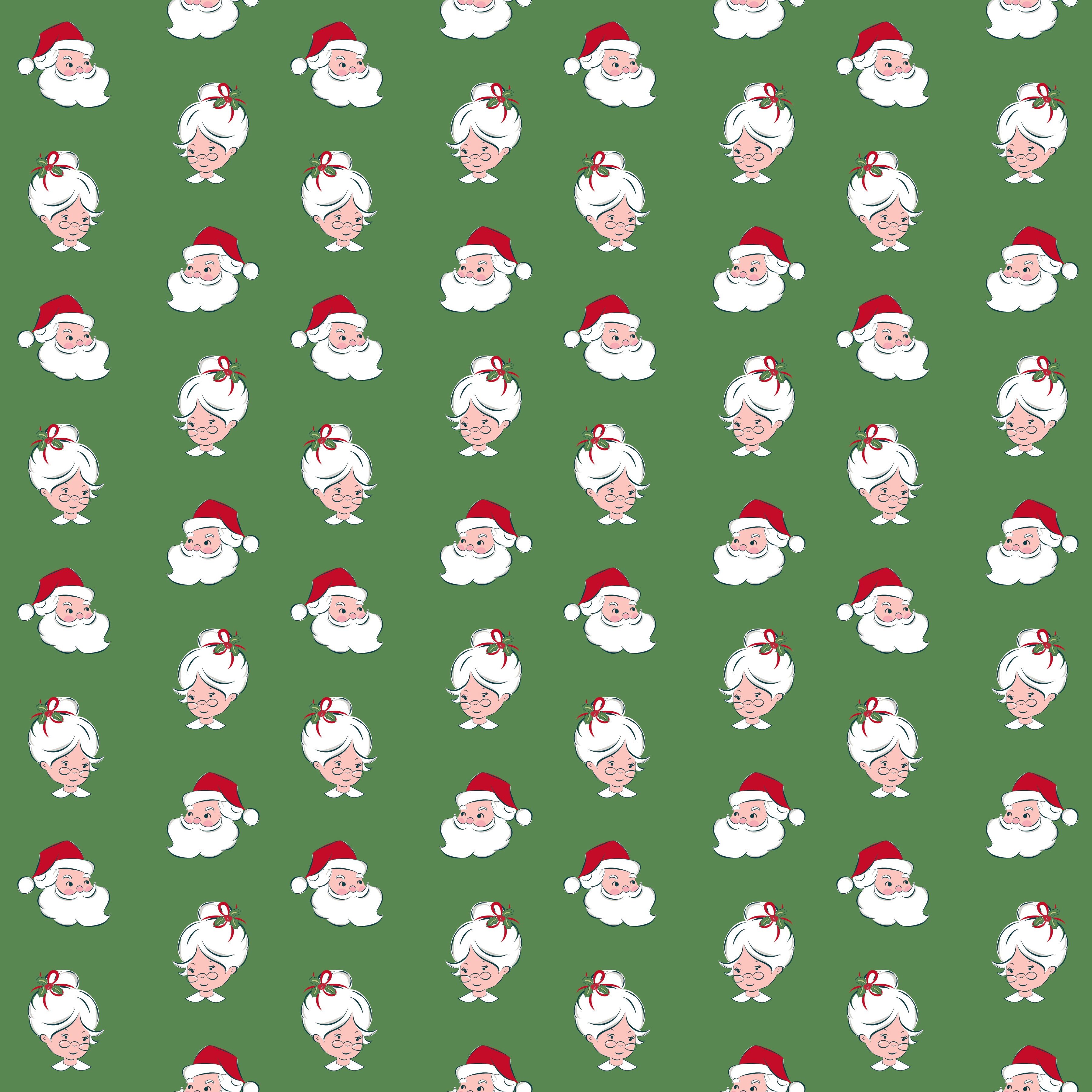 Riley Blake Claus & Co. Santa Heads Green C17744-GREEN