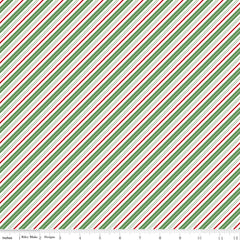 Riley Blake Claus & Co. Candy Cane Stripes Multi C17747-MULTI with ruler