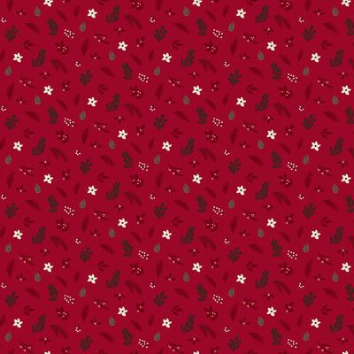 Riley Blake Christmas Time Foliage Red